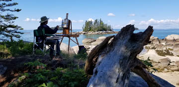 Sally Littlefield painting en plein air.